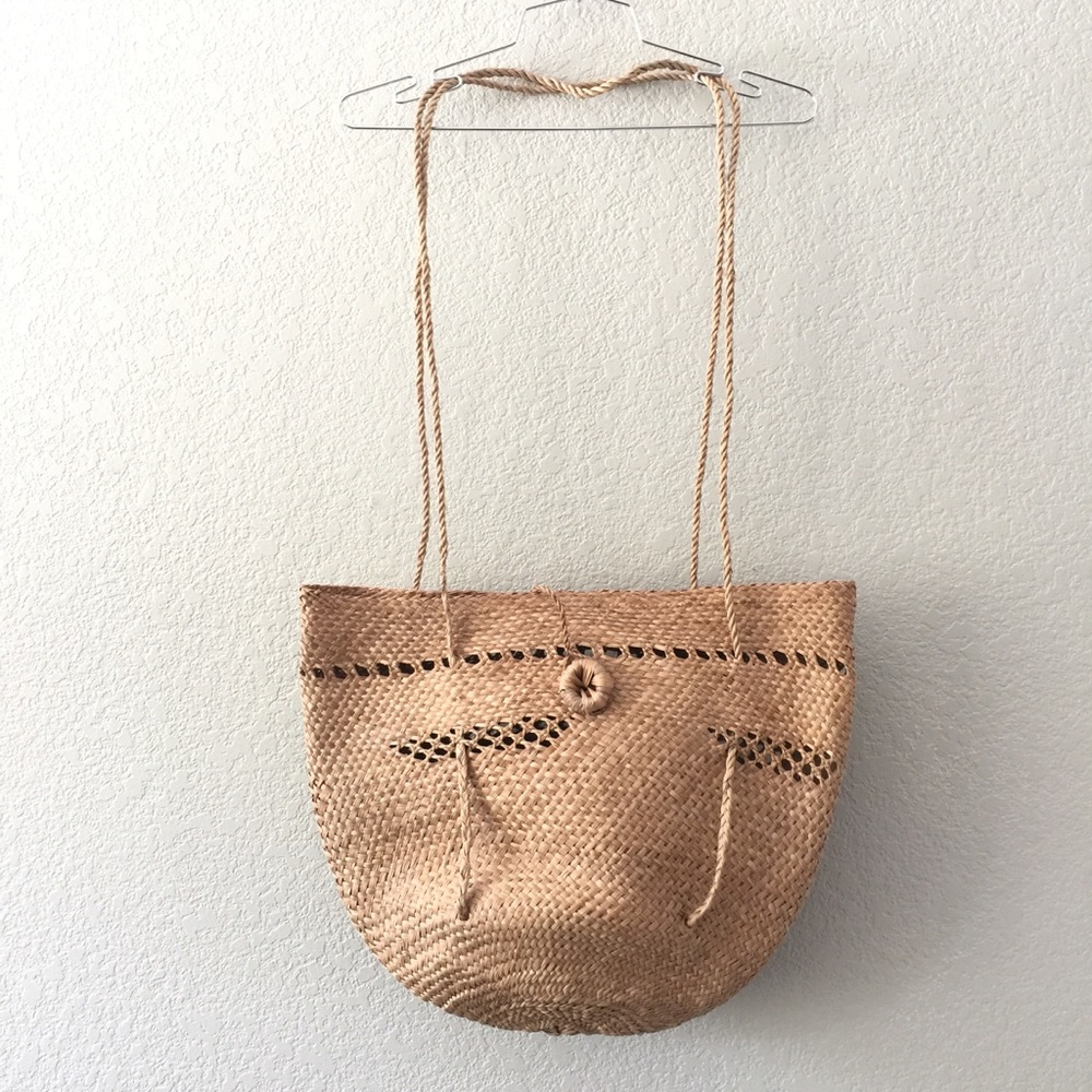 Straw bag, long double-strap, oversized - Picture 2 of 10